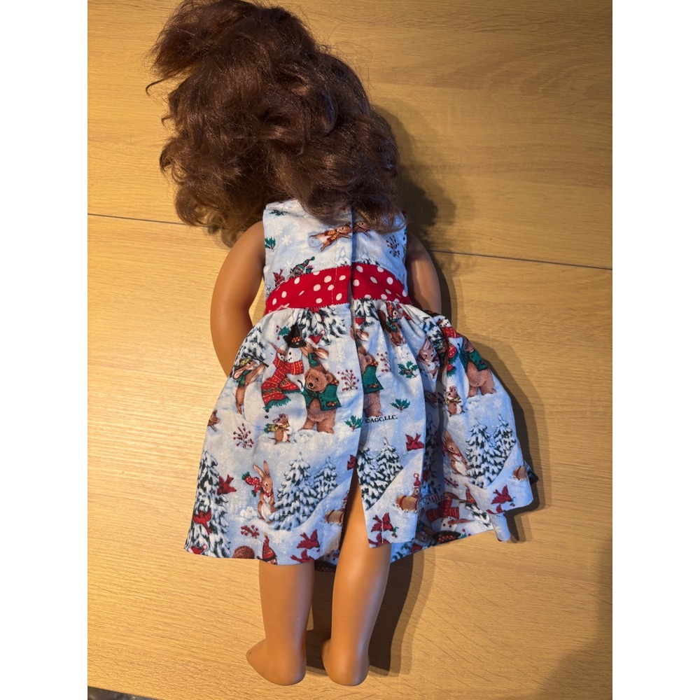 Our Generation 18 inch Doll Brown Hair Green Eyes Holiday Christmas Bear Dress - Picture 3 of 6